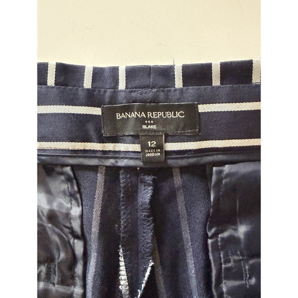 Banana Republic Blake Wide Leg Crop Pants Navy White Stripe Nautical Preppy 12 - Picture 9 of 16